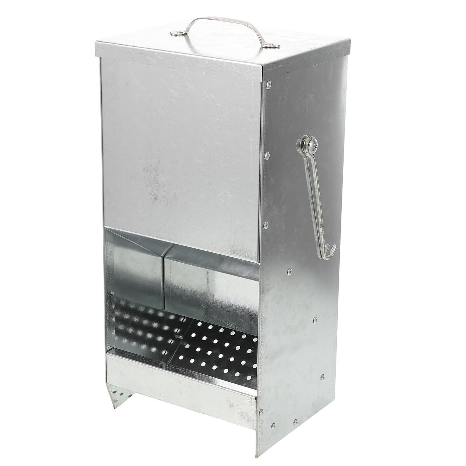 Gatuida Mangiatoia in Metallo per Conigli con Coperchio Magnetico e Ganci Laterali Distributore Mangime Versatile per Conigli Furetti e Piccoli Animali Accessorio per Cucce e Gabbie