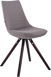 CLP Silla De Comedor Albi Rund Tapizada En Tela I Butaca De Salón con Base De Madera I Silla Moderna Acolchada I, Color:Gris, Color del Marco:Cappuccino
