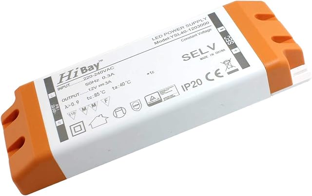 LED Transformer 240V-12V Driver Power Supply 36W Low Voltage Non-Dimmable for G4 MR16 MR11 LED Bulbs Strip Light,1 Unit