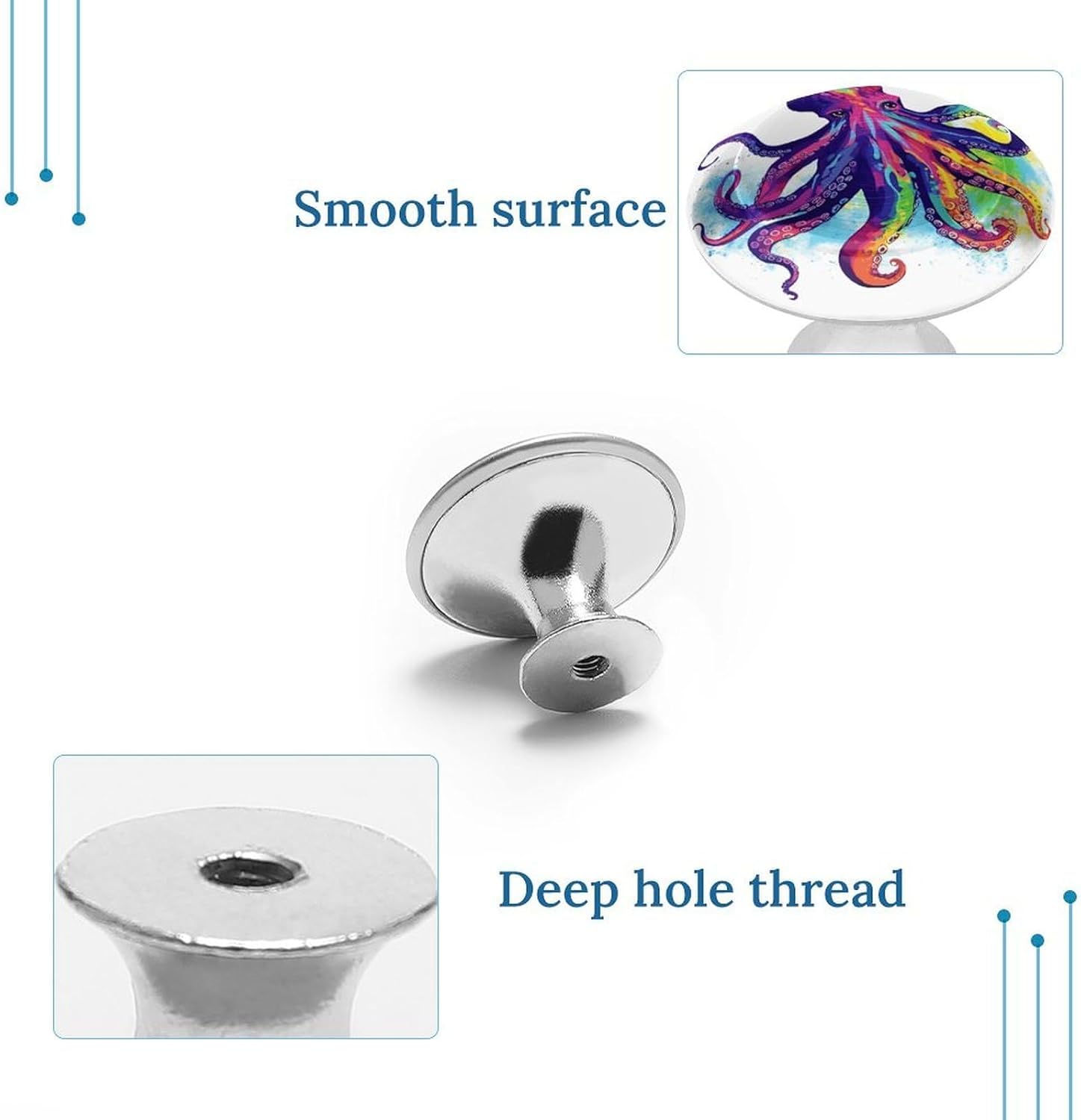 Cabinet Handles Round Drawer Pulls Colorful Octopus Dresser Knobs for Cabinets and Drawers Handle Kitchen Cabinet Pulls for Bathroom Cupboard Drawers Cabinet Pulls for Kitchen Door