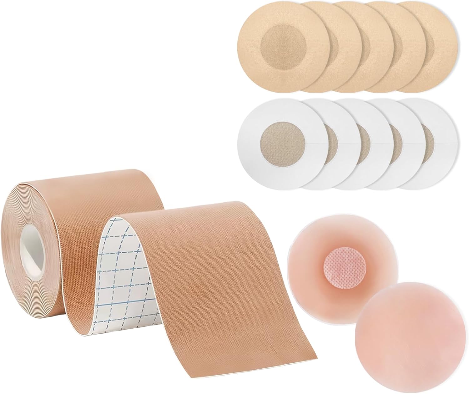 HiBeauty PRO Boob Tape Breast Lift for Large Breasts A-G Cup: Invisible Lift Tape + Nipple Covers Kit