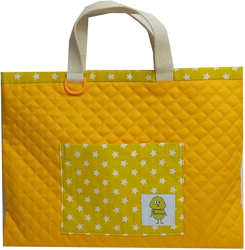 Amazon レッスンバッグ 星柄イエロー トート 大きめ 手さげ おけいこバッグ こども 子供 通園 通学 スクール 習い事 塾 幼稚園 保育園 小学生 入学 新学期 遠足 お泊り保育 カラフル おしゃれ 女の子 男の子 鞄 キルティング レッスンバック ナップサック レッスン