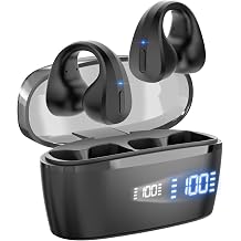 Kablosuz Kulakl klar Bluetooth 5.3, Dahili Mikrofonlu A k Kulak Klipsli Kulakl klar, 30H  alma S resi,  arj Kutusu Spor/Egzersiz/Spor Salonu/Ko u i in LED Ekran Spor Kulakl klar