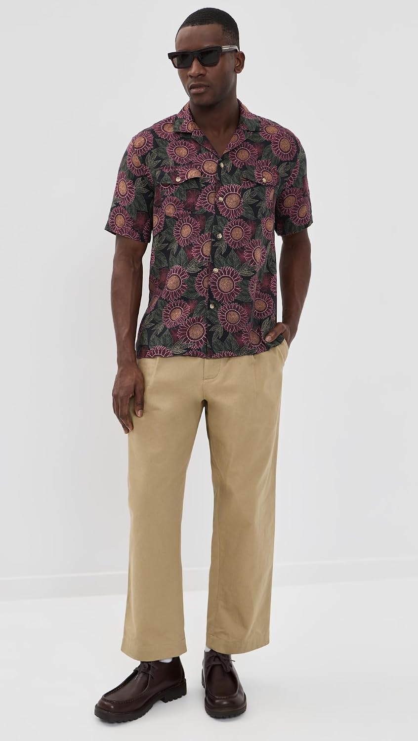 Faherty Men's Short Sleeve Reserve Basque Camp Shirt