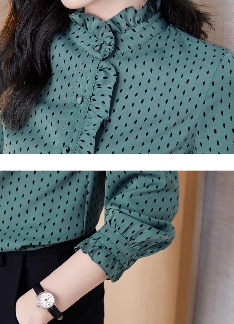 Thickened Chiffon Shirt Womens Spring and Autumn All- top Longsleeved