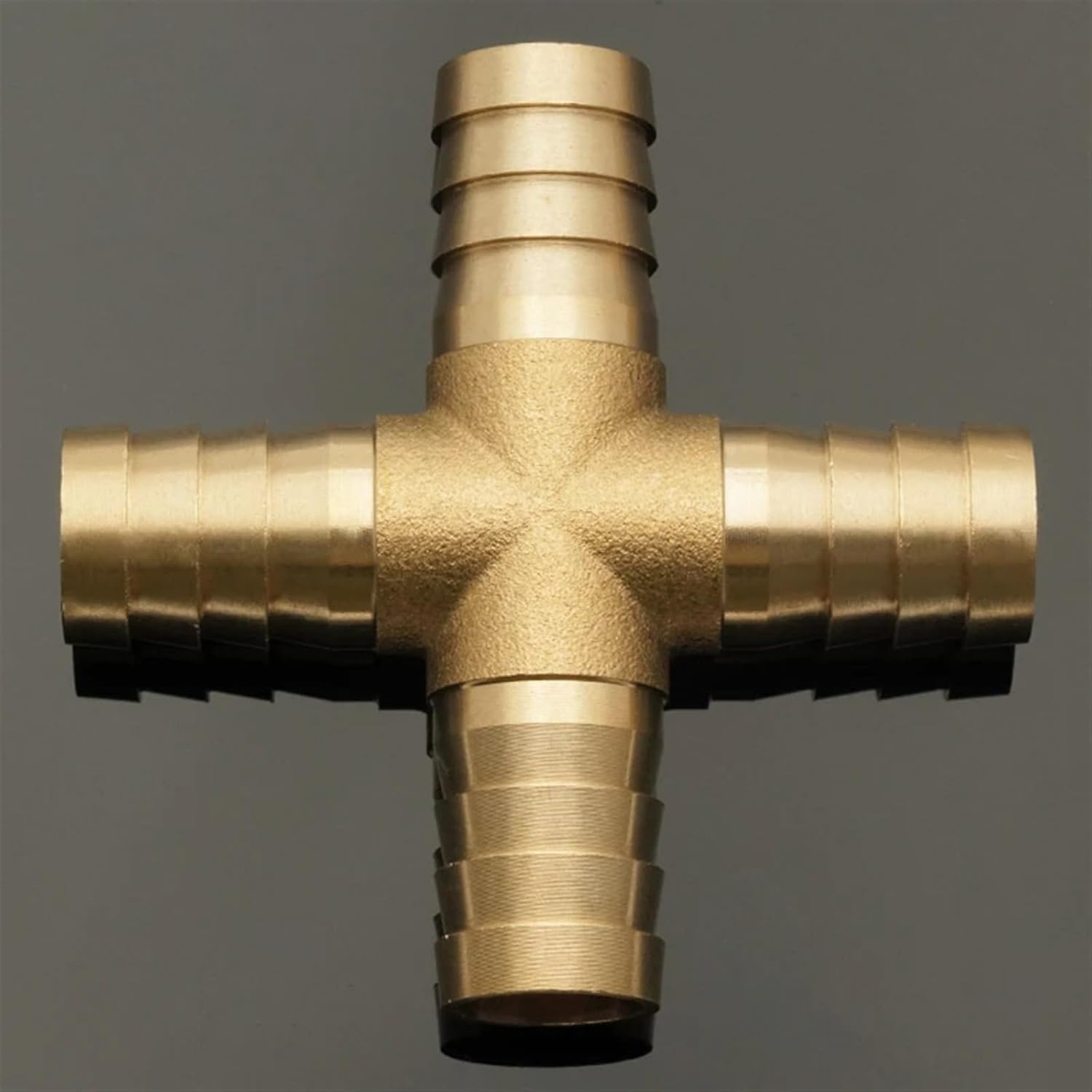 Cross Shaped Brass Pipe Fitting 4 Way 4mm-19mm Hose Barb Connector Joint Copper Barbed Coupler Adapter Coupling Pneumatic 1Pcs(OD 14mm)