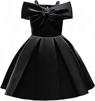 Amazon.com: Uhnice Flower Girl Formal Dress Off Shoulder Bowknot Wedding  Ball Gown (Black, 100/3 Years): Clothing, Shoes & Jewelry