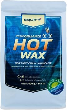 Squirt Chain Waxing System - Chain Lube for Bikes 120ml Squeeze Bottle & Hot Melt Bike Chain Wax Granules 500g Bag - Bike Chain Wax for All Weather Cycling