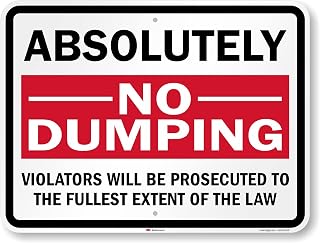 SmartSign 18 x 24 inch “Absolutely No Dumping - Violators Prosecuted to Fullest Extent of Law” Metal Sign, 80 mil Aluminum, 3M Laminated Engineer Grade Reflective Material, Red, Black and White