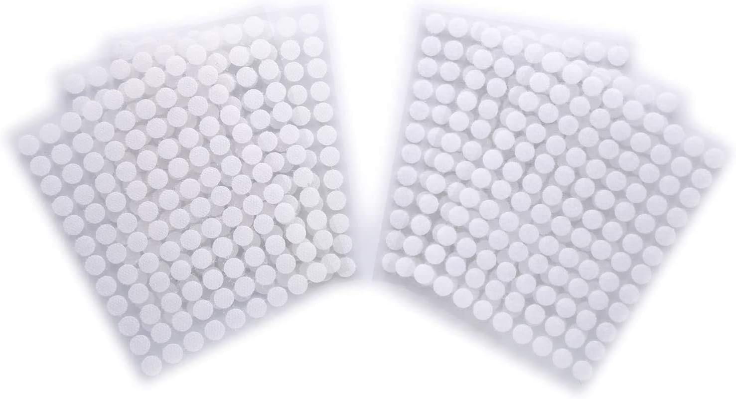 Vkey 324 Pairs 10mm Diameter Sticky Back Dots Coins Hook & Loop Self Adhesive dots Tapes White