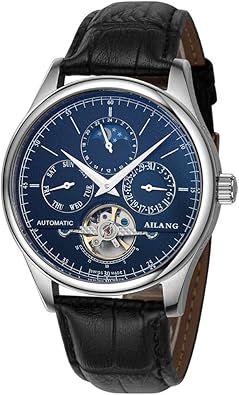 AILANG Brand Men Automatic Self-Wind Watches Leather Skeleton Tourbillon Mechanical Clock Male Rose Gold Shell Watch New -512