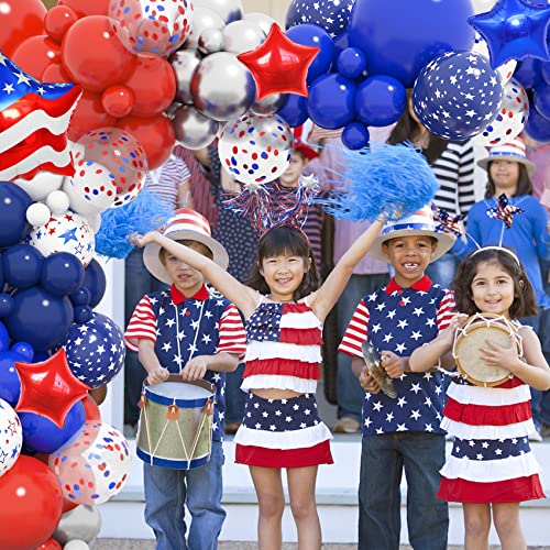 166Pcs Red White And Blue Balloons Garland Arch Kit Patriotic 4Th Of July Balloons For Independence Day Baseball Birthday Party Decorations Nautical Flag Star Foil Balloons Party Supplies #TOP5