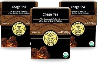 Buddha Teas - Chaga Tea - Organic Herbal Tea - For Cognitive Balance & Overall Health - With Chaga Mushroom, Antioxidants & B Vitamins - Caffeine Free - 100% Kosher & Non-GMO - 18 Tea Bags (Pack of 3)