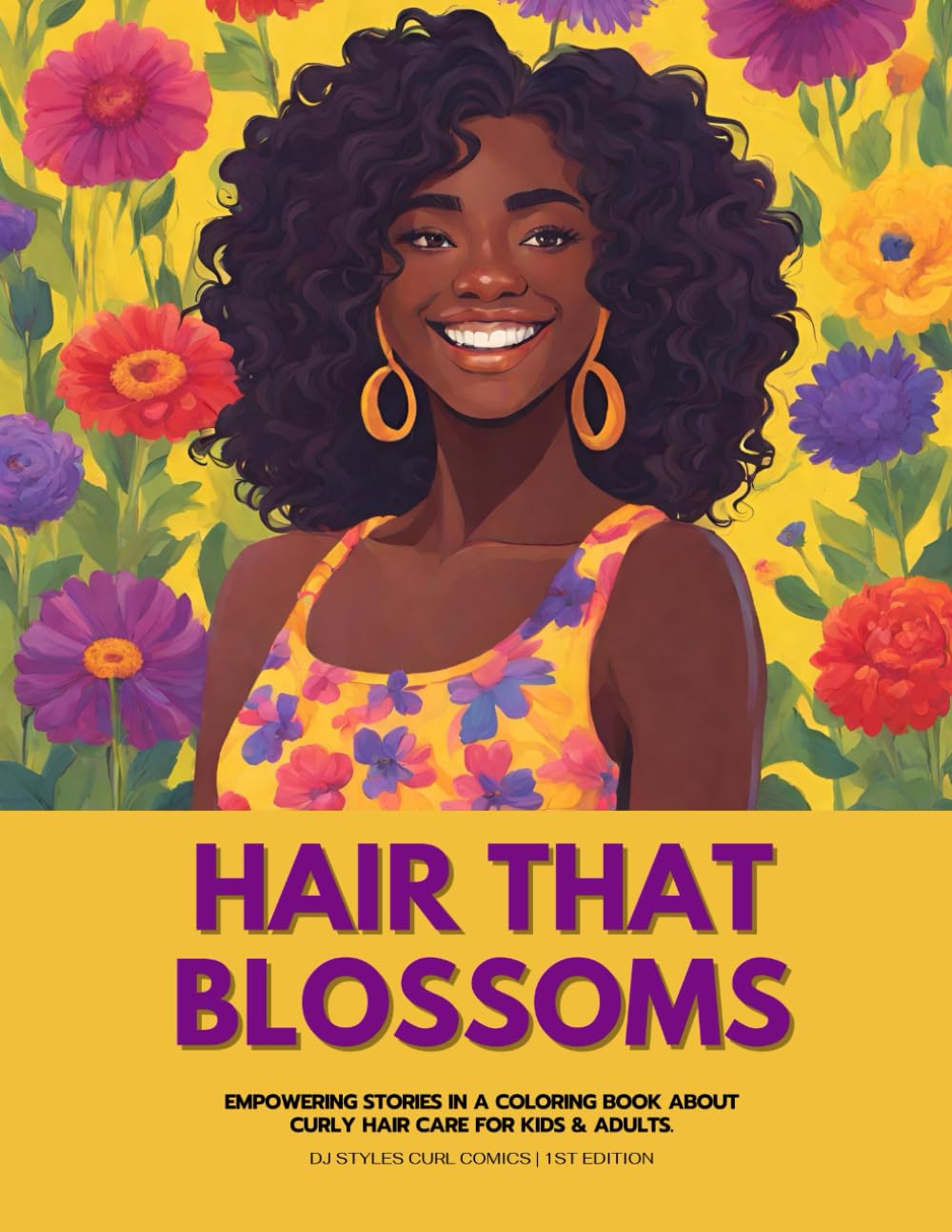 Hair That Blossoms: Empowering Stories in a Coloring Book for both Kids & Adults (DJ Styles Curl Comics)