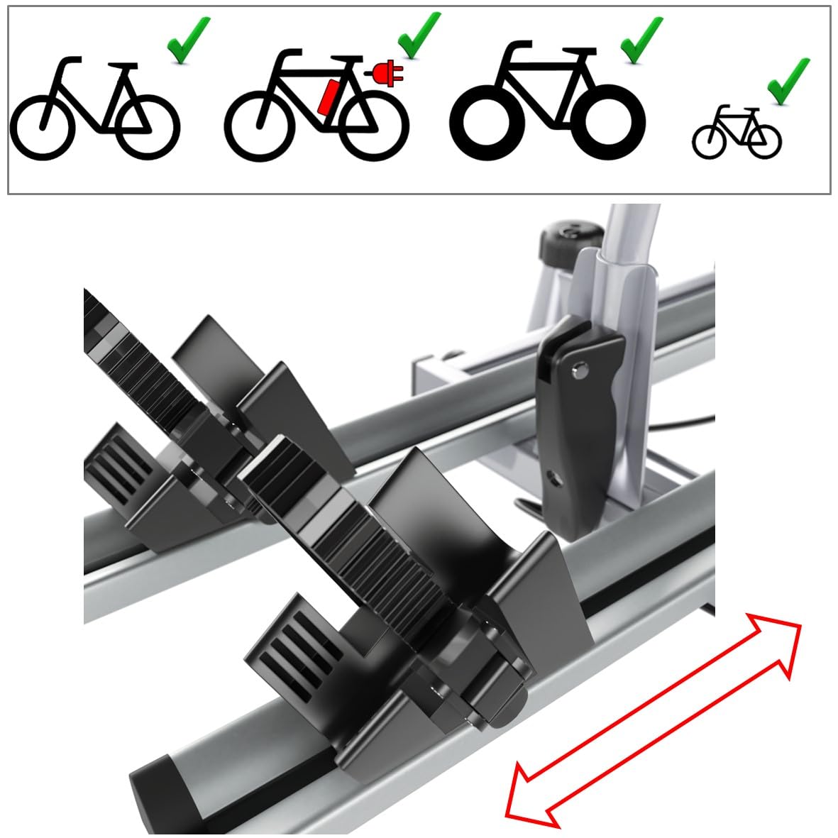 AHIRO4 Anhängerkupplung Fahrradträger für 4 Fahrräder abklappbar abschließbar aus Stahl und Aluminium