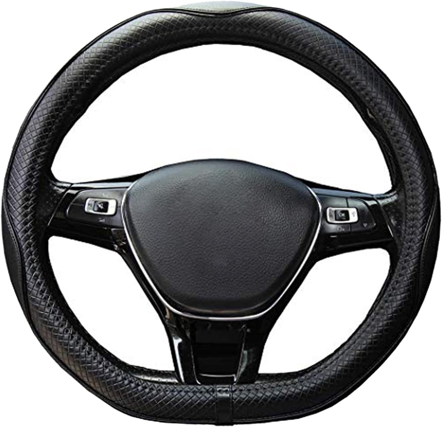 D Shape Steering Wheel Cover 14 inch 36cm for Tesla Model 3 / Y, for Camaro Small D Type Cars and Racing Game Microfiber Leather (Black)