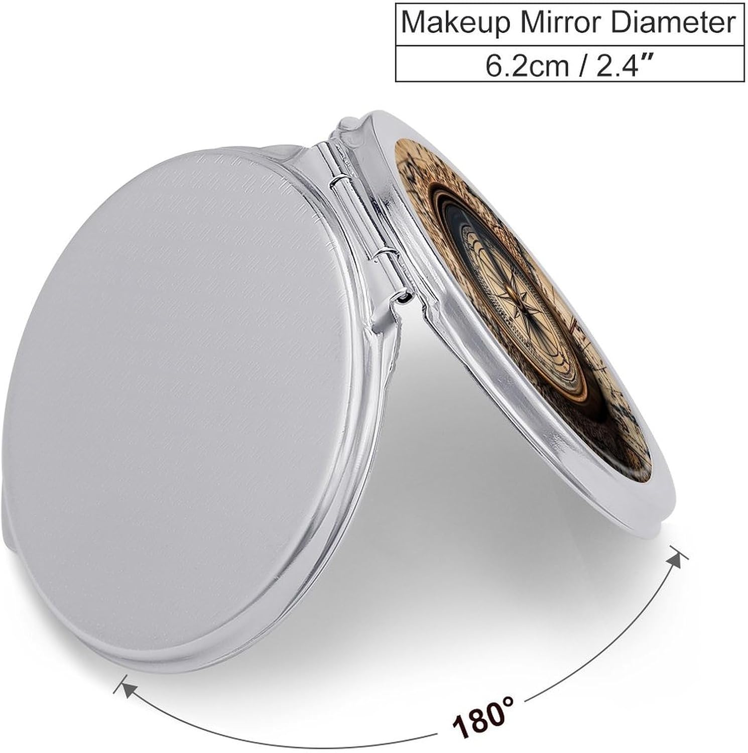 Nautical World Map Ocean Map Compact Makeup Mirror Mini Foldable Cosmetic Mirror Portable Travel Mirror for Purse Pocket