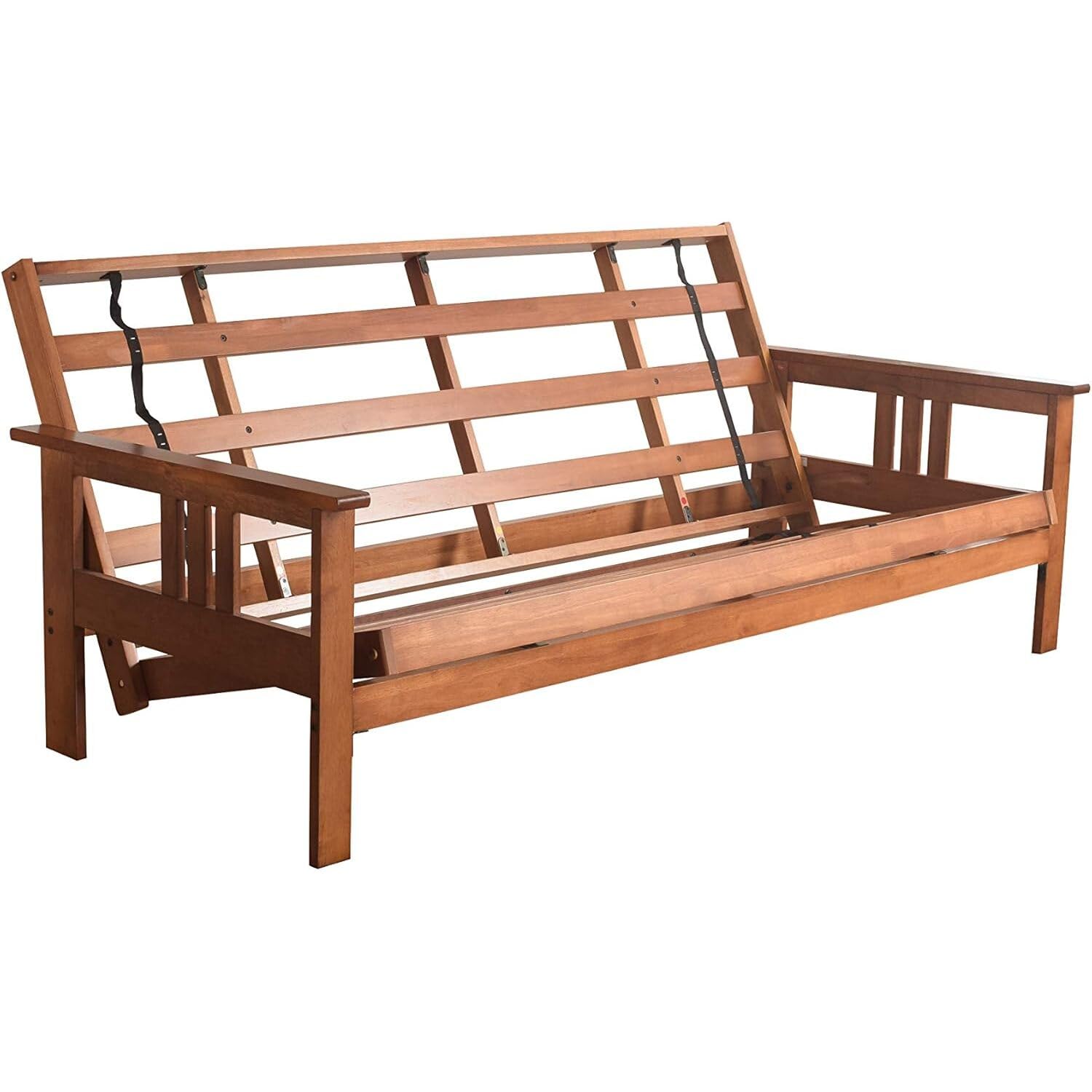 HomeStock Futon Frame Set with Mattress - Converts to Bed - Hardwood Sofa for Living Rooms Frame Only/Barbados
