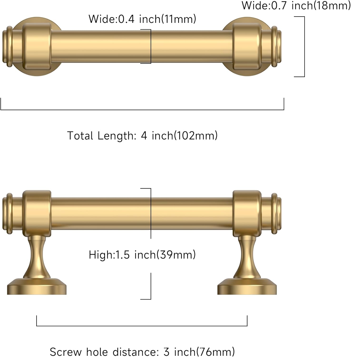 Asidrama 10 Pack 3 Inch(76mm) Champagne Bronze Kitchen Cabinet Handles, Cabinet Pulls Kitchen Cabinet Hardware for Cupboard Drawer Pulls
