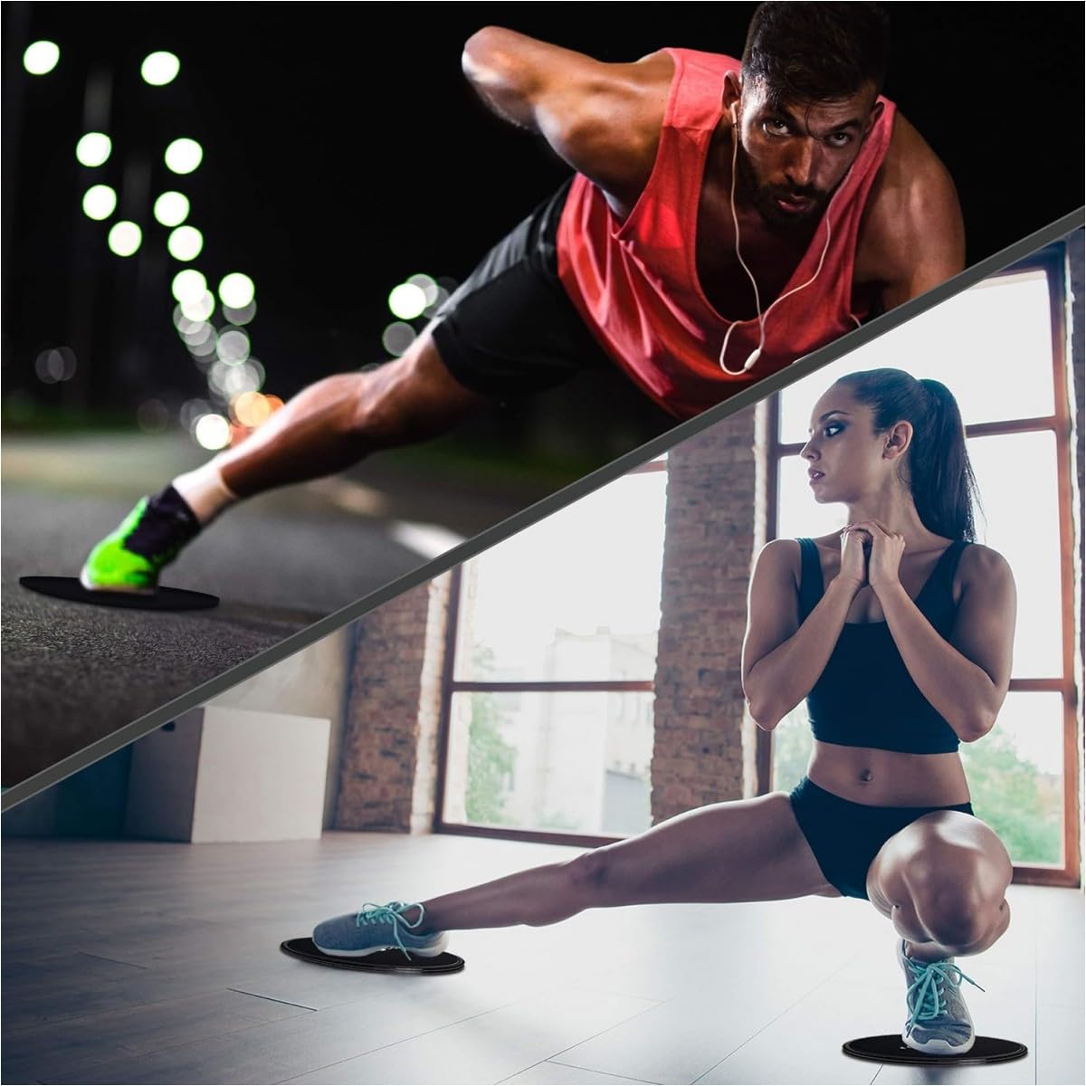 Slider Fitness Dischi,2 PCS Esercizio cursori,Dischi scorrevoli a Doppia Faccia Disco Scorrevole,Core Sliders Aerobica per Allenamento Addominali Full Body Workout(Nero)
