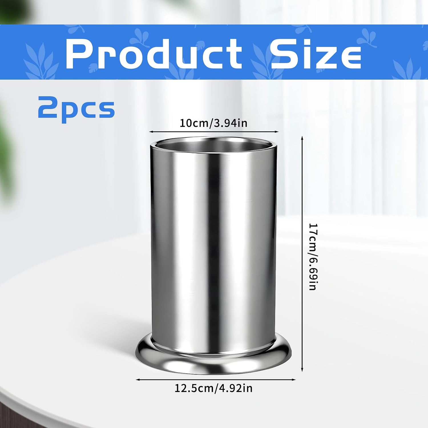 2 Packs Straw Holder for Counter, Stainless Steel Straw Holder Counter-top Straw Dispenser Coffee Stirrers Organizer Container for Store Restaurant, Bar, Home(6.7"x4.9")