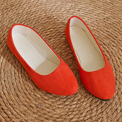 Dear Time Women Casual Flat Shoes Comfortable Slip On Pointed Toe Ballet Flats Red Us 7.5 #TOP6