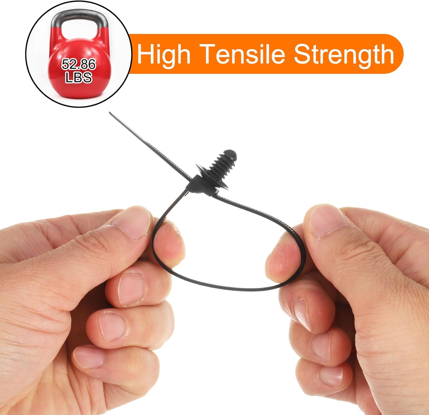 HARFINGTON 100pcs Push Mount Cable Zip Tie 6.7" x 0.18" Nylon Self Locking Cable Strap Thread Style Heavy Duty Snap in Cable Zip Ties for Household Electronic Auto Industry