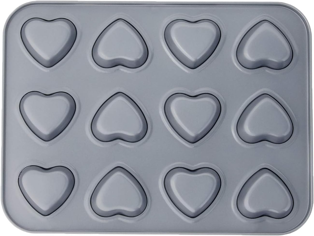 Fox Run Mini Heart Muffin Pan, 12-Cup, Preferred Non-Stick, Gray - Image 4