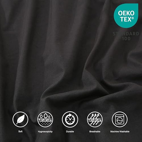 Miniatura 2 de BISELINA Sábana de Lino Francés Sábana Plana Solamente 55% Lino Europeo 45% Algodón Estilo Básico Color Sólido Suave Transpirable Estilo Granja