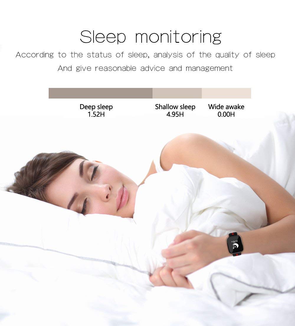 SHT Reloj de la Aptitud, perSeguidor de la Aptitud con el Monitor del Ritmo cardíaco, Monitor del sueño, Pulsera de múltiples Funciones del Monitor de la presión Arterial Bluetooth