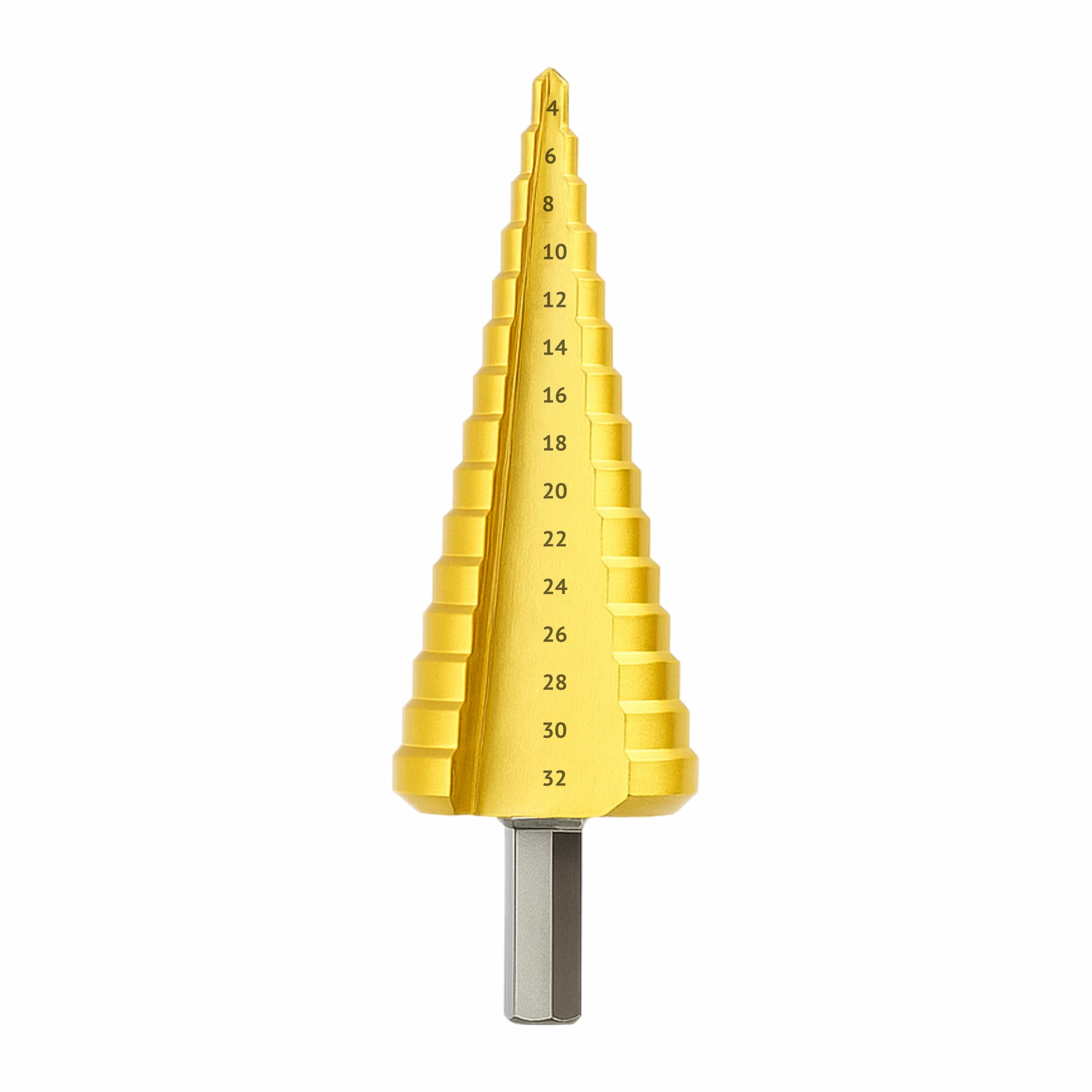 Mitsuki Step Drill Bit – Multi Size Step Cone Drill Bit for Metal, Plastic, Wood – High-Speed Steel Deburring Hole Cutter for Electric Drill & Drill Press (Straight, 4-32mm)-image-4