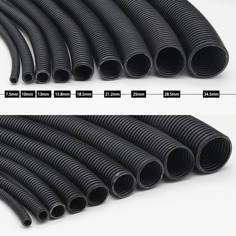 Tubo corrugato flessibile, Tubo flessibile in filo rosso 11,6 mm-34,5 mm ondulato isolato in PP che infila flessibilità nella guaina protettiva in plastica(AD28.5mm x 10 meter)