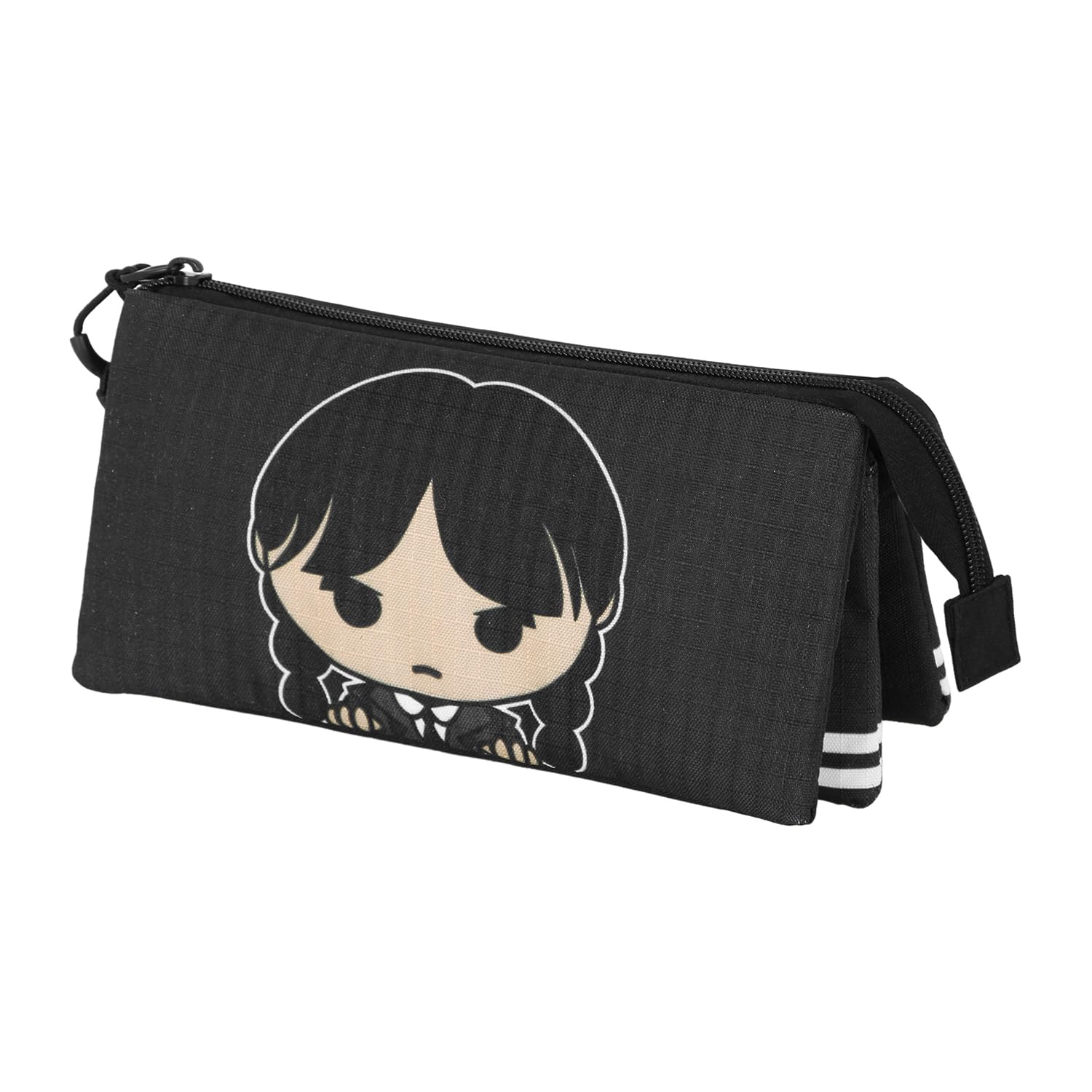 Wednesday Cute-Triple Pencil Case, Grey, 23 x 11 cm