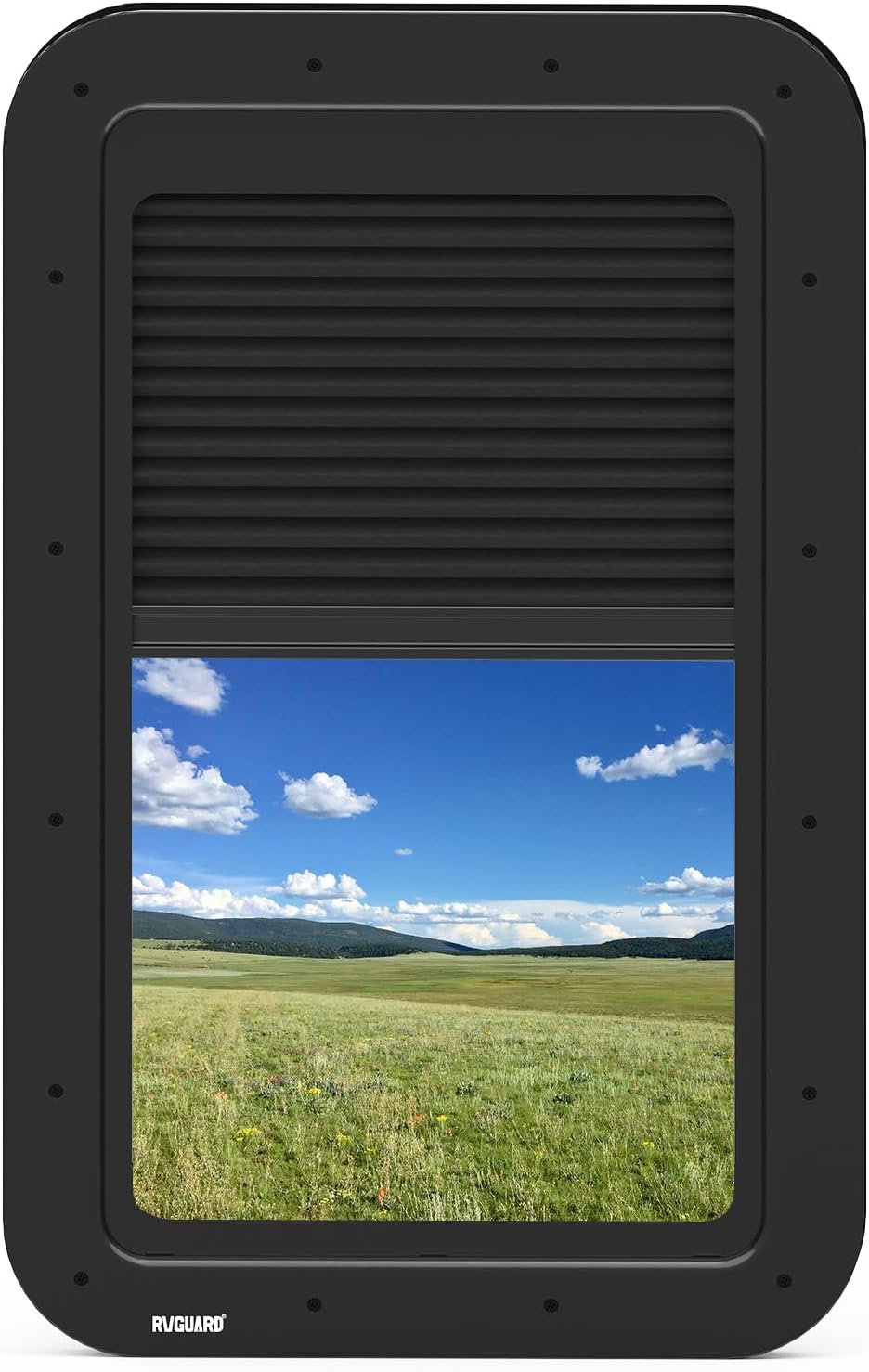 RVGUARD Integrated RV Window 15.7x24.7x1.78 IN, RV Entry Door Window Kit with Sliding Window Shade 12x21 IN, Camper Windows Replacement for Cargo Trailer