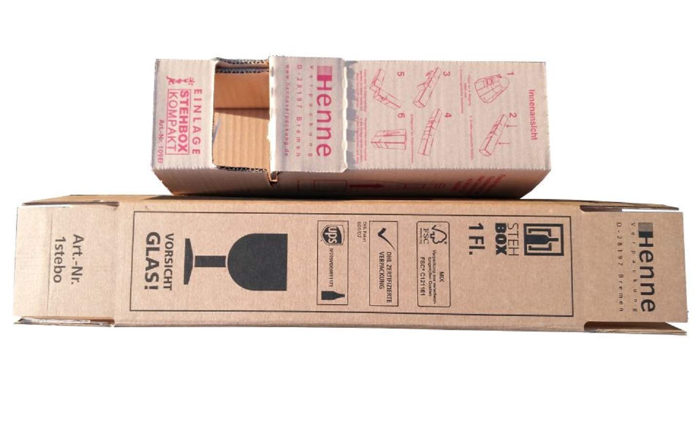 20x 1er Flaschen Versandkarton für Weinflaschen UPS DHL geprüft Weinversandkarton Wein Flaschen Versand Verpackung 20 komplette Kartons