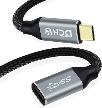 DCHAV USB Type-C Extension Cable 2m PD 100W 20V 5A Super Fast Charging 4K 60Hz Video Output USB C Female to USB C Male Converter Extender USB3.1 Gen2 10Gbps High-Speed Data Transfer Nylon Braid