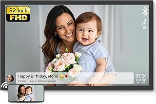 NexFoto 32 Inch Digital Picture Frame 64GB, Extra Large Digital Photo Frame 1920x1080 IPS FHD, Remote Control, Auto-rorate, Share Photos/Videos via App/USB/Email, Easy Set-up, Gifts for Mom, Black