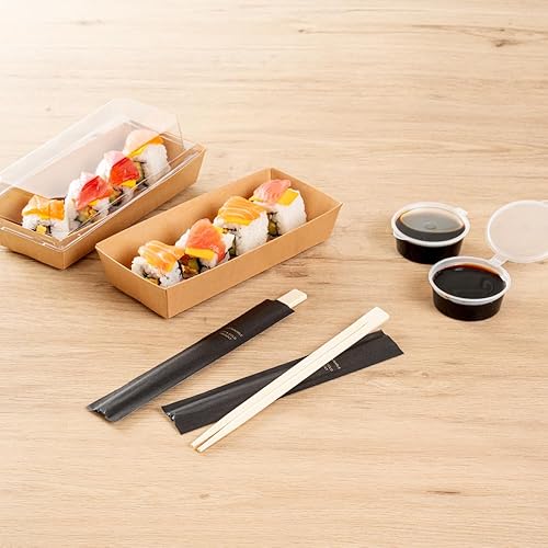 Miniatura 3 de Restaurantware Bambuddha - Palillos gemelos de 8.3 pulgadas para llevar, 100 palillos de bambú duraderos, con funda de papel, palillos de bambú de