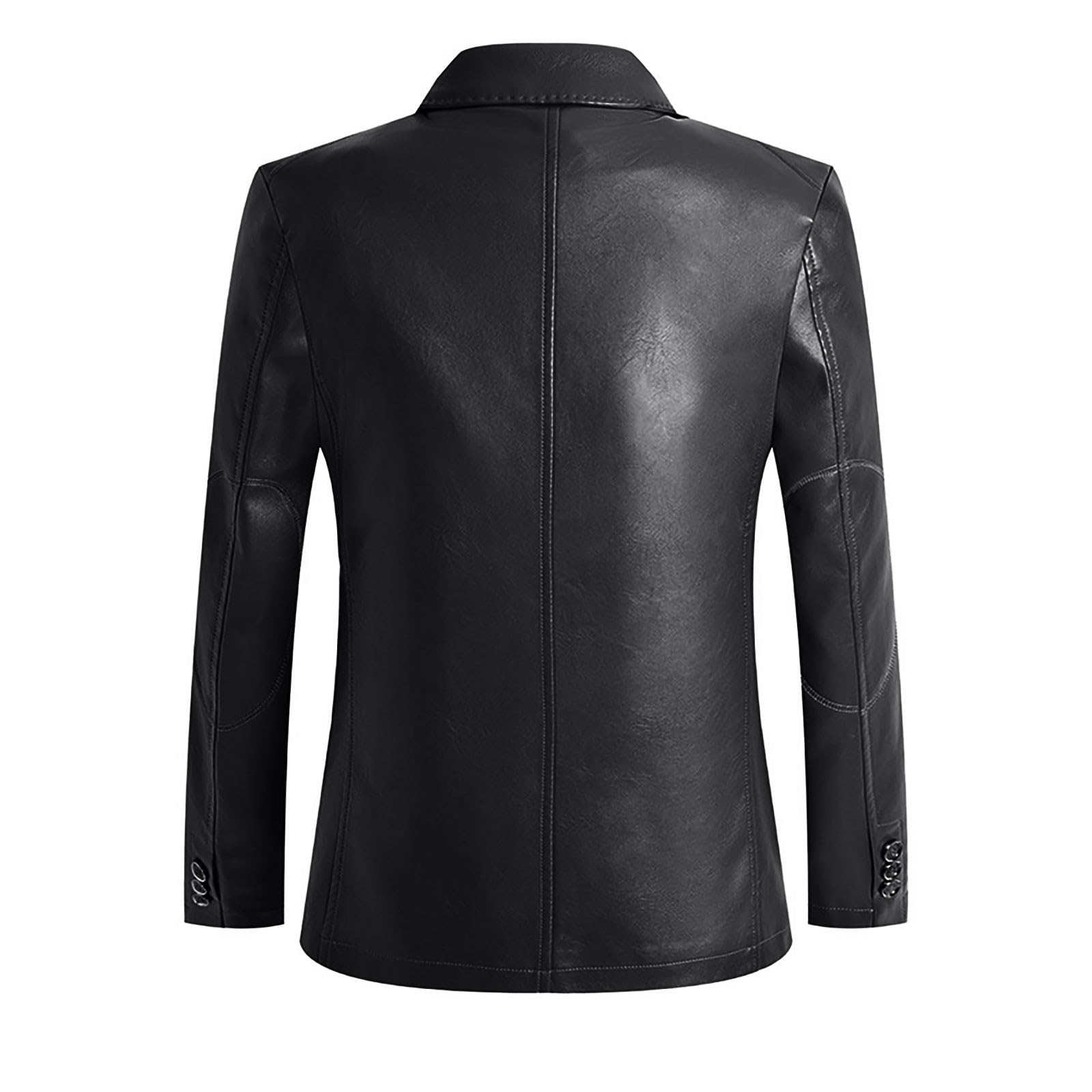Blazer Hombre Chaqueta de Traje de Cuero otoño Invierno Americanas botón Fiesta Elegant PU Slim fit Negocios Color sólido Bolsillo Moda Tops Abrigo Talla Grande 2025
