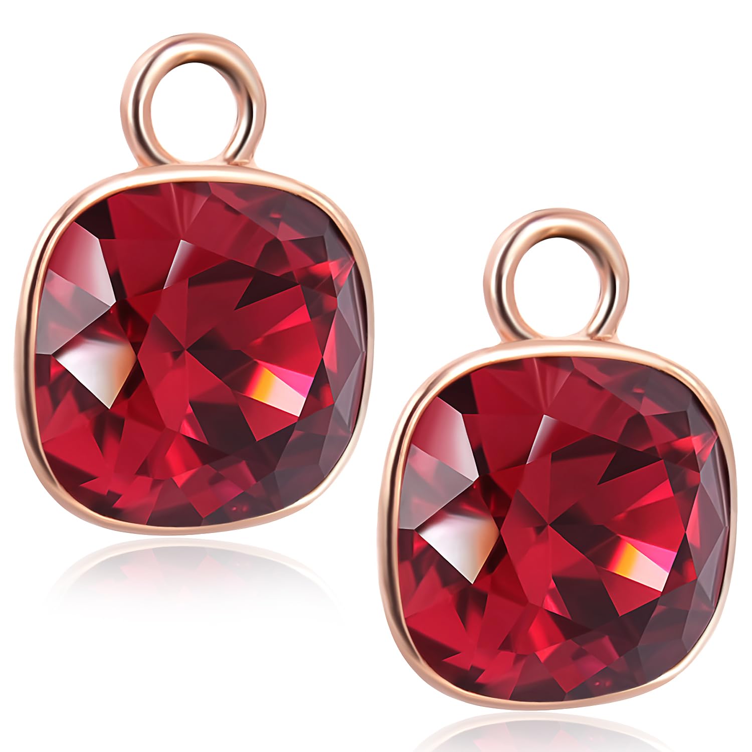 Rosegold Creolen Charm Anhänger Markenkristalle Orange Ohrri