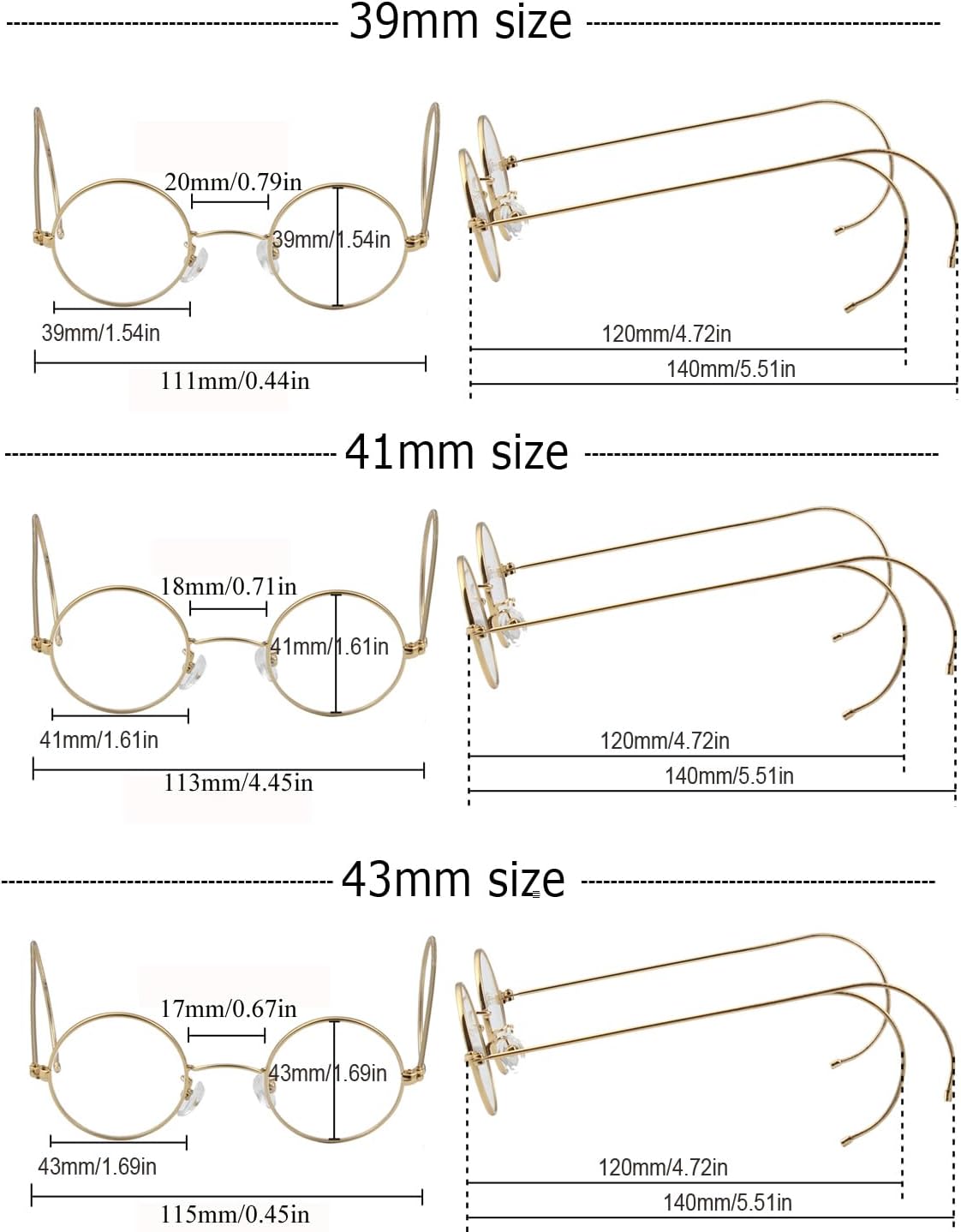 Agstum Retro Round Optical Rare Wire Rim Glasses Frame A2010
