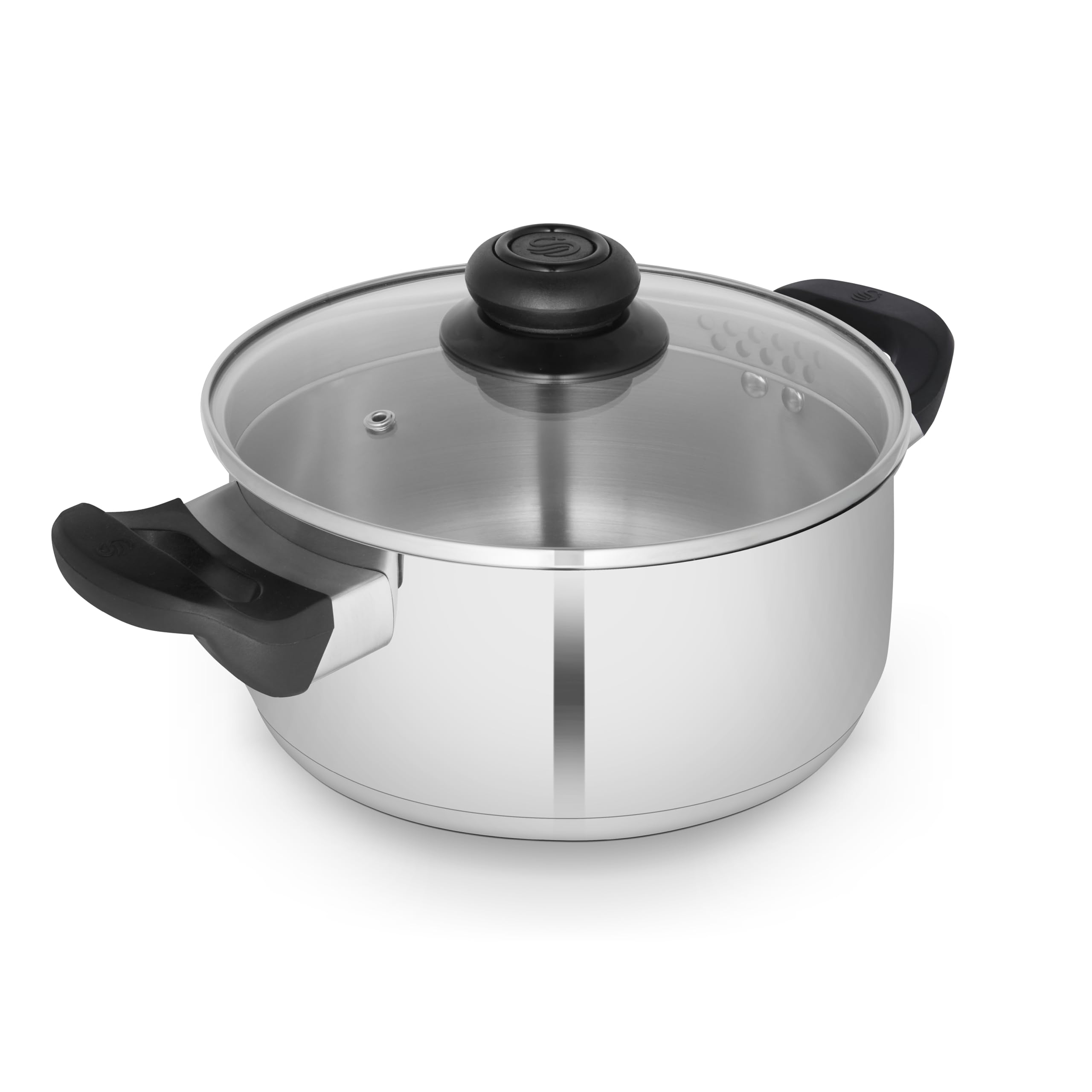 Swan Stainless Steel ​​Swan Townhouse 24Cm Casserole Dish With Glass Lid, Suitable For All Hob Types (Including Induction), Dishwasher Safe, ​, Swps5031ss