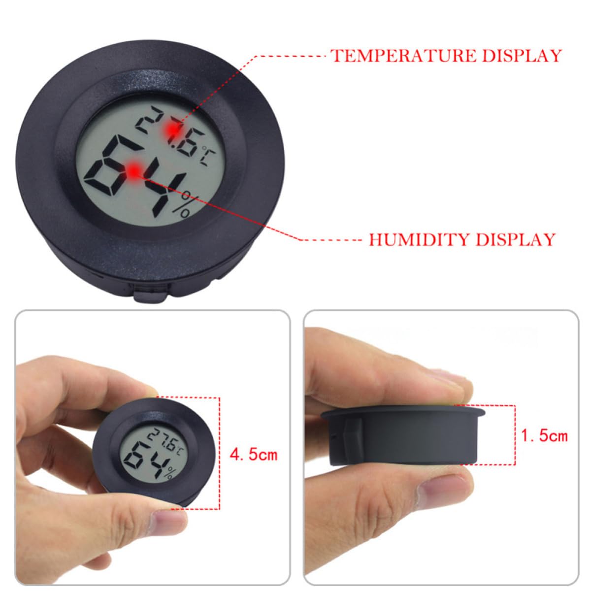 SUPVOX 3 Ensembles -hygromètre Rond Thermostat Nid Hygromètre D'humidité Thermomètre Digital Thermometre Digital Hygromètre Pour Aquarium À Reptiles Moniteur D'humidité 7 Pièces * 3