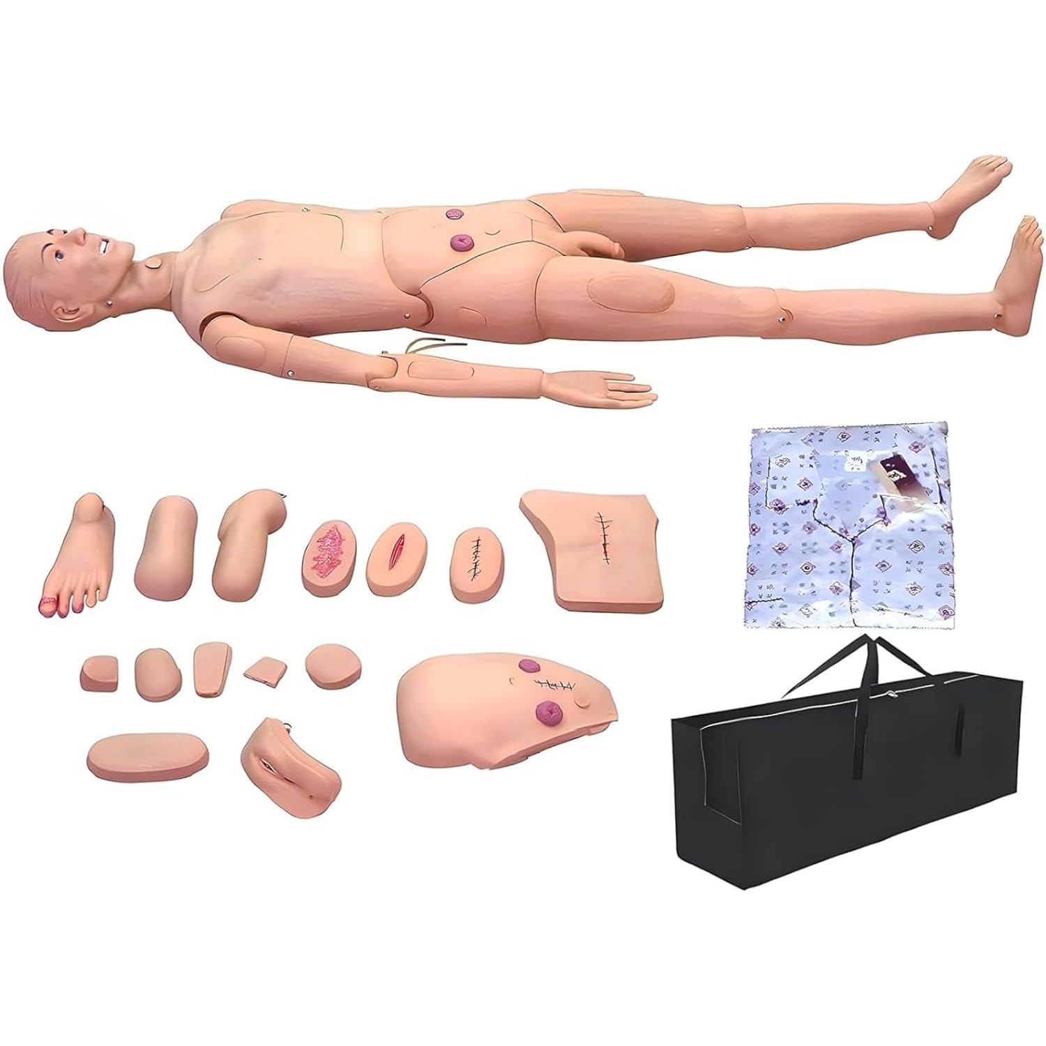 Nursing Manikin Multi Functional Nursing Training Mannequins with Simulation Visceral and Replaceable Wound Modules and Storage Bag for Students Education Teaching Medical Training - Ship from USA