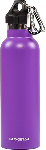 Vista 3 de Signature Fitness Botella de agua de acero inoxidable con aislamiento al vacío de doble pared, 3 tapas incluidas, varios colores y tamaños