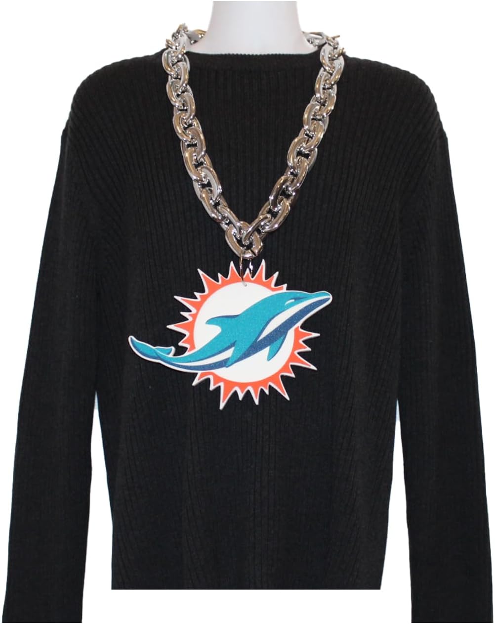 Aminco NFL Miami Dolphins Team Fan Chain, Silver