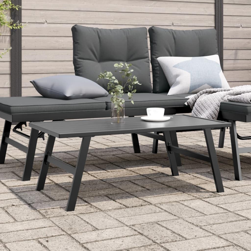 Stoły ogrodowe na zewnątrz - stolik kawowy ogrodowy czarny 90x45x35 cm stal malowana proszkowo
