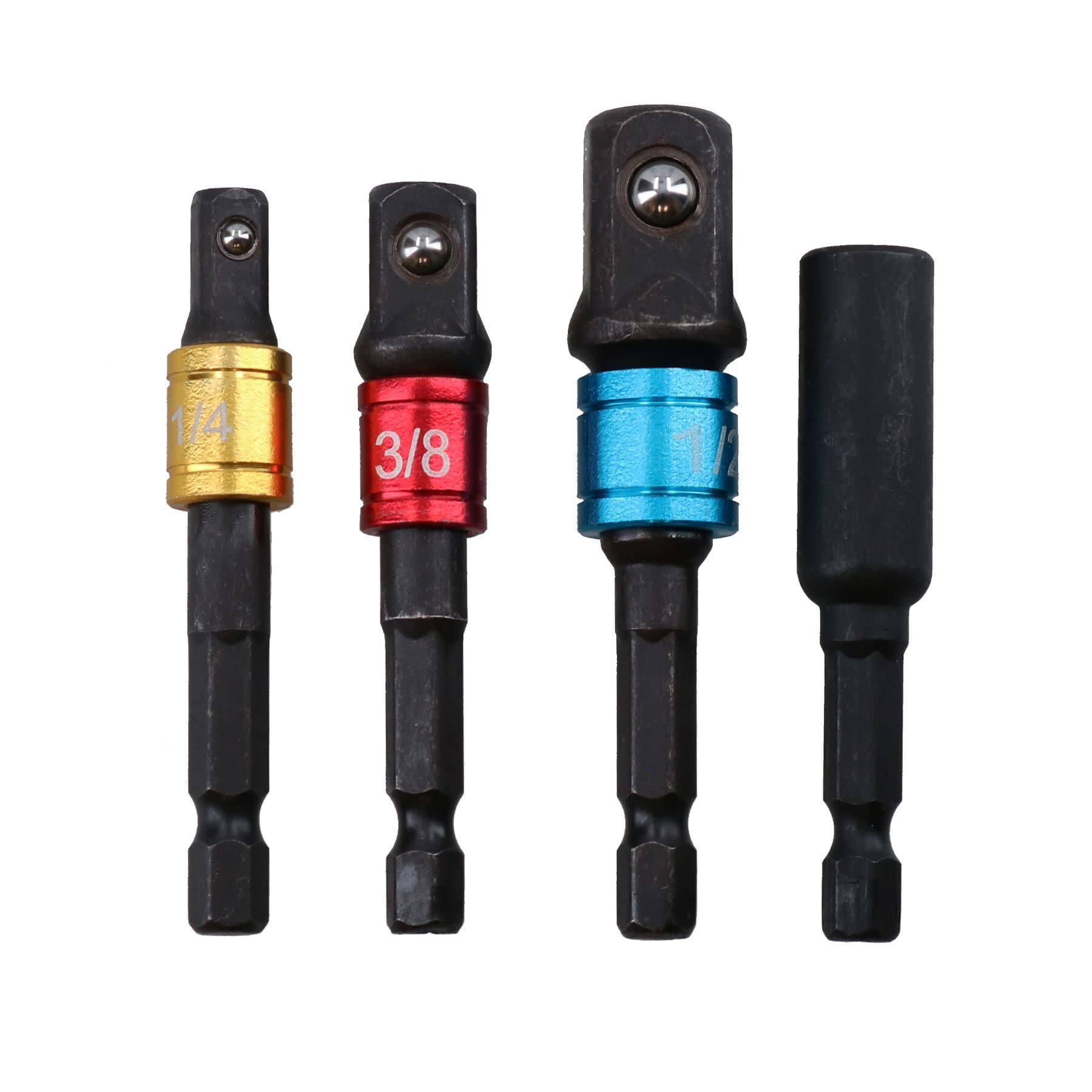 Ab Tools Impact Allen Hex Socket Driver Adapters 1/4" 3/8" + 1/2" + Magnetic Bit Holder Size 1