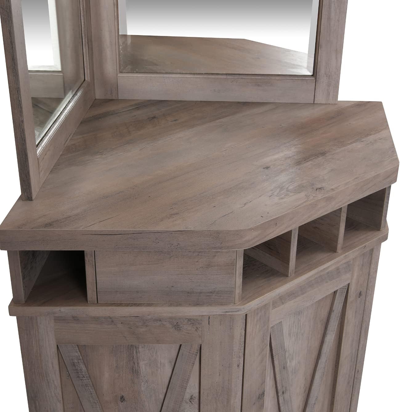 Charcoal Corner Bar Unit with Built-in Wine Rack and Lower Cabinet (Stone Grey)