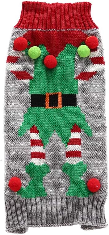 POPETPOP Pet Christmas Clothes Winter Dog Costume Clown Gray Sweater for Small Large Dogs Puppy Clothing Pet Sweaters Dog Clothes